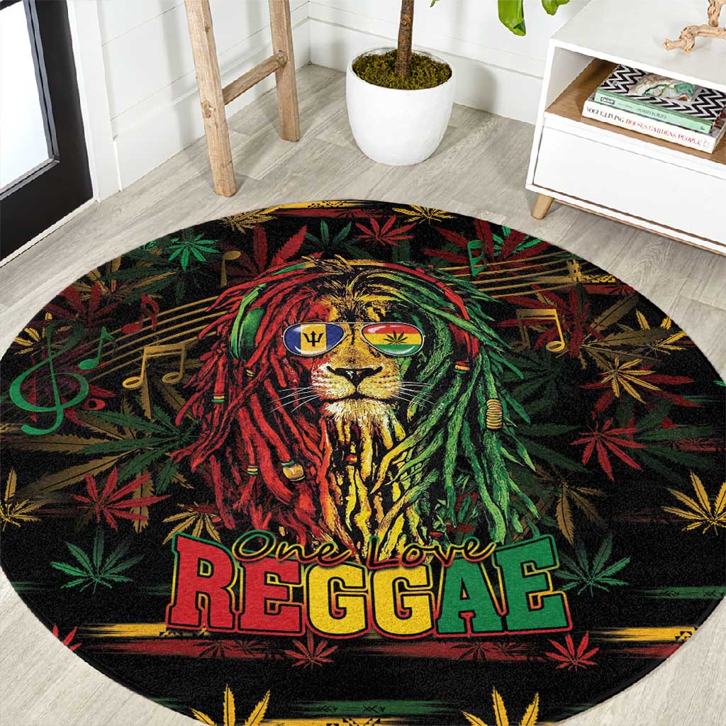Barbados One Love Reggae Lion Round Carpet Caribbean Reggae Spirit