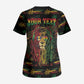 Personalized Barbados One Love Reggae Lion Scrub Top Caribbean Reggae Spirit