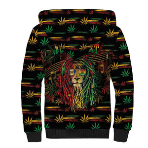Personalized Barbados One Love Reggae Lion Sherpa Hoodie Caribbean Reggae Spirit