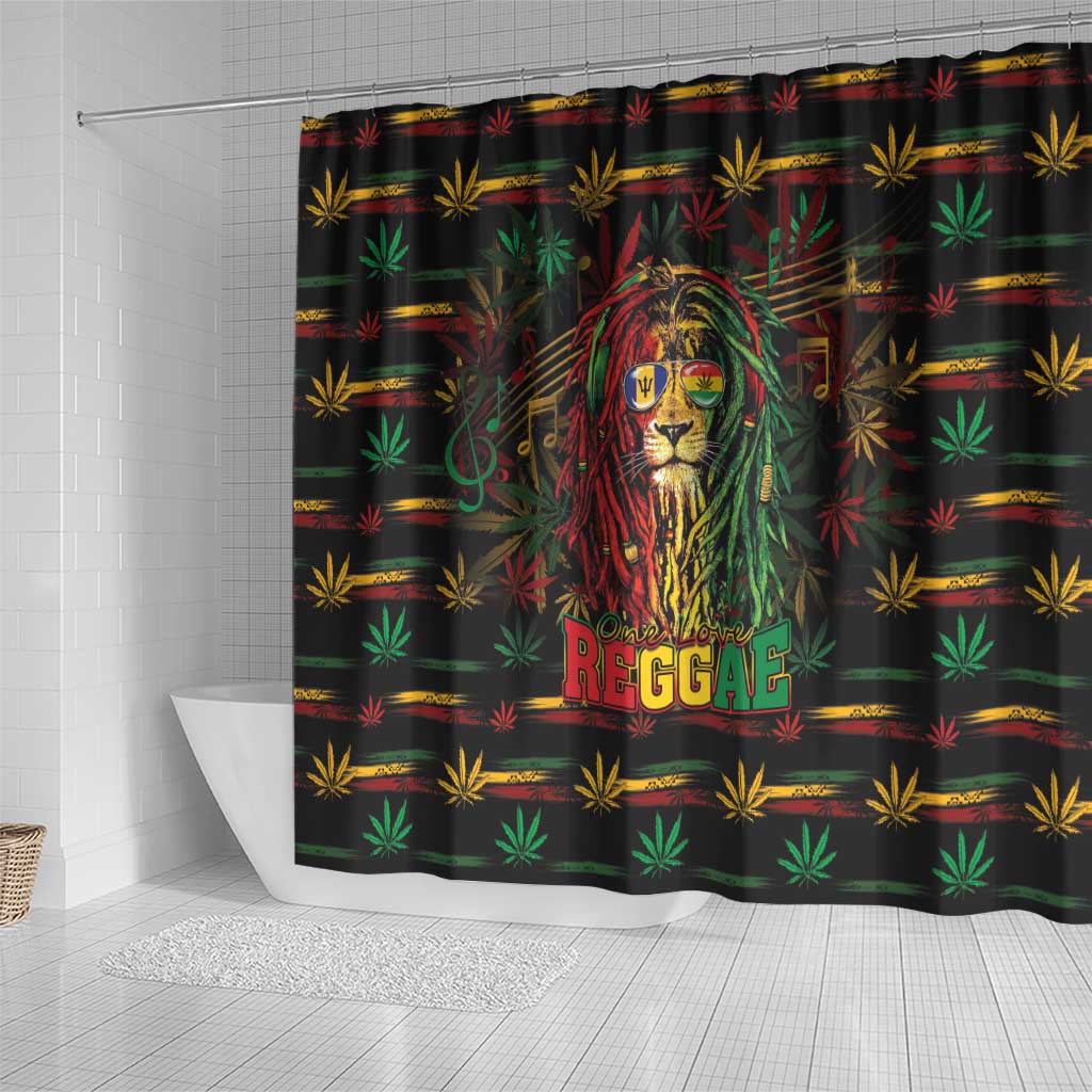 Barbados One Love Reggae Lion Shower Curtain Caribbean Reggae Spirit