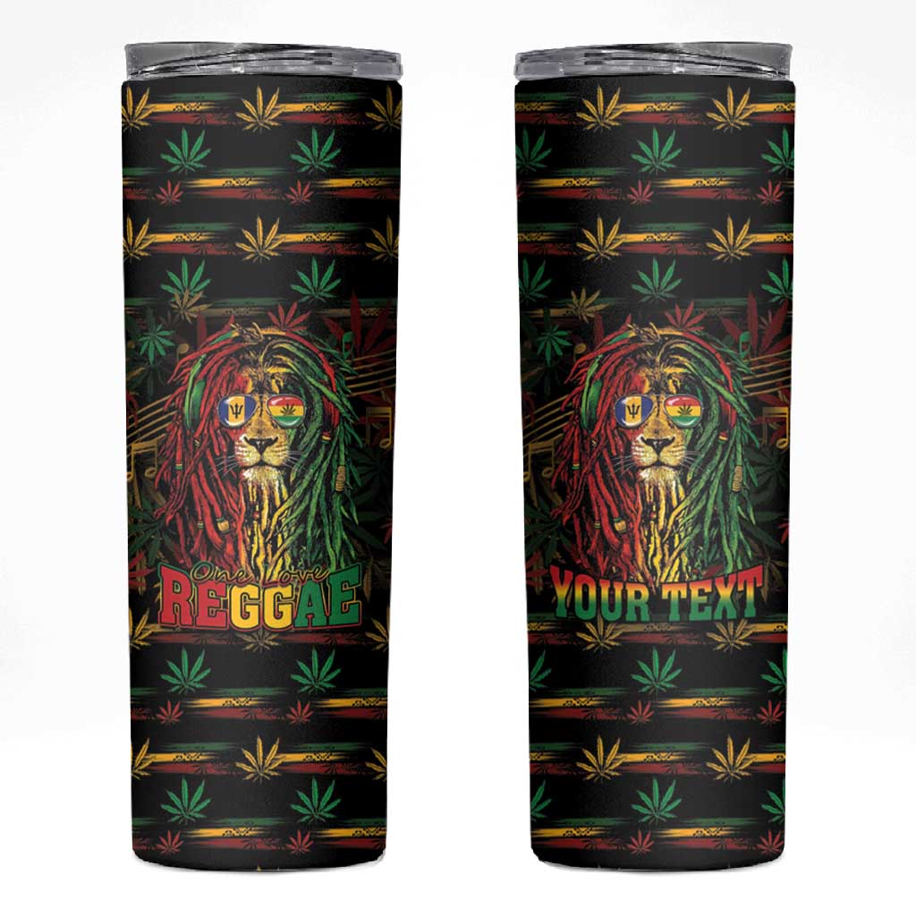 Personalized Barbados One Love Reggae Lion Skinny Tumbler Caribbean Reggae Spirit