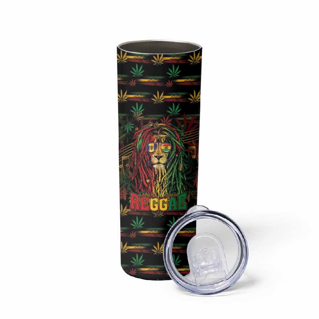 Personalized Barbados One Love Reggae Lion Skinny Tumbler Caribbean Reggae Spirit