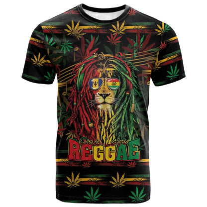 Personalized Barbados One Love Reggae Lion T shirt Caribbean Reggae Spirit