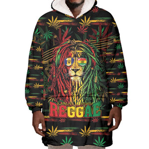 Personalized Barbados One Love Reggae Lion Wearable Blanket Hoodie Caribbean Reggae Spirit