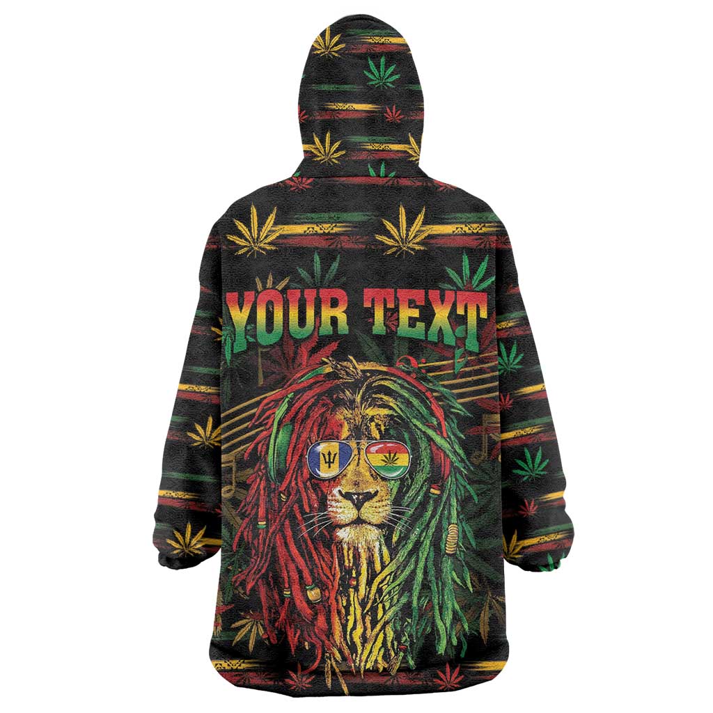 Personalized Barbados One Love Reggae Lion Wearable Blanket Hoodie Caribbean Reggae Spirit