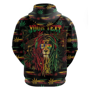 Personalized Barbados One Love Reggae Lion Zip Hoodie Caribbean Reggae Spirit