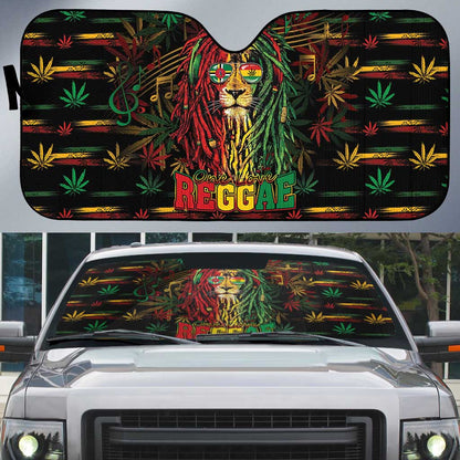 Dominica One Love Reggae Lion Auto Sun Shade Caribbean Reggae Spirit