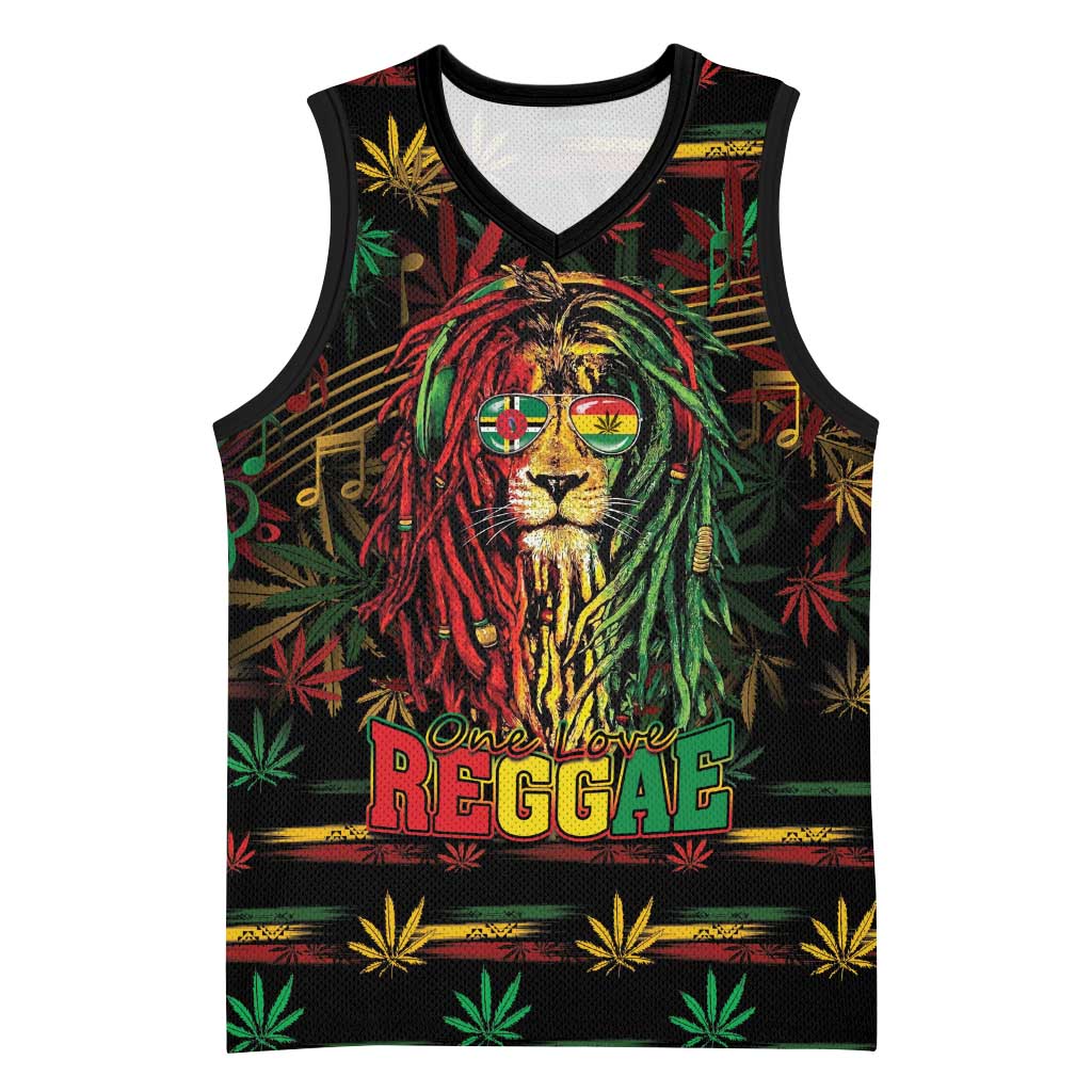 Personalized Dominica One Love Reggae Lion Basketball Jersey Caribbean Reggae Spirit
