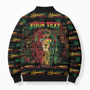 Personalized Dominica One Love Reggae Lion Bomber Puffer Jacket Caribbean Reggae Spirit