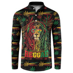Personalized Dominica One Love Reggae Lion Button Sweatshirt Caribbean Reggae Spirit