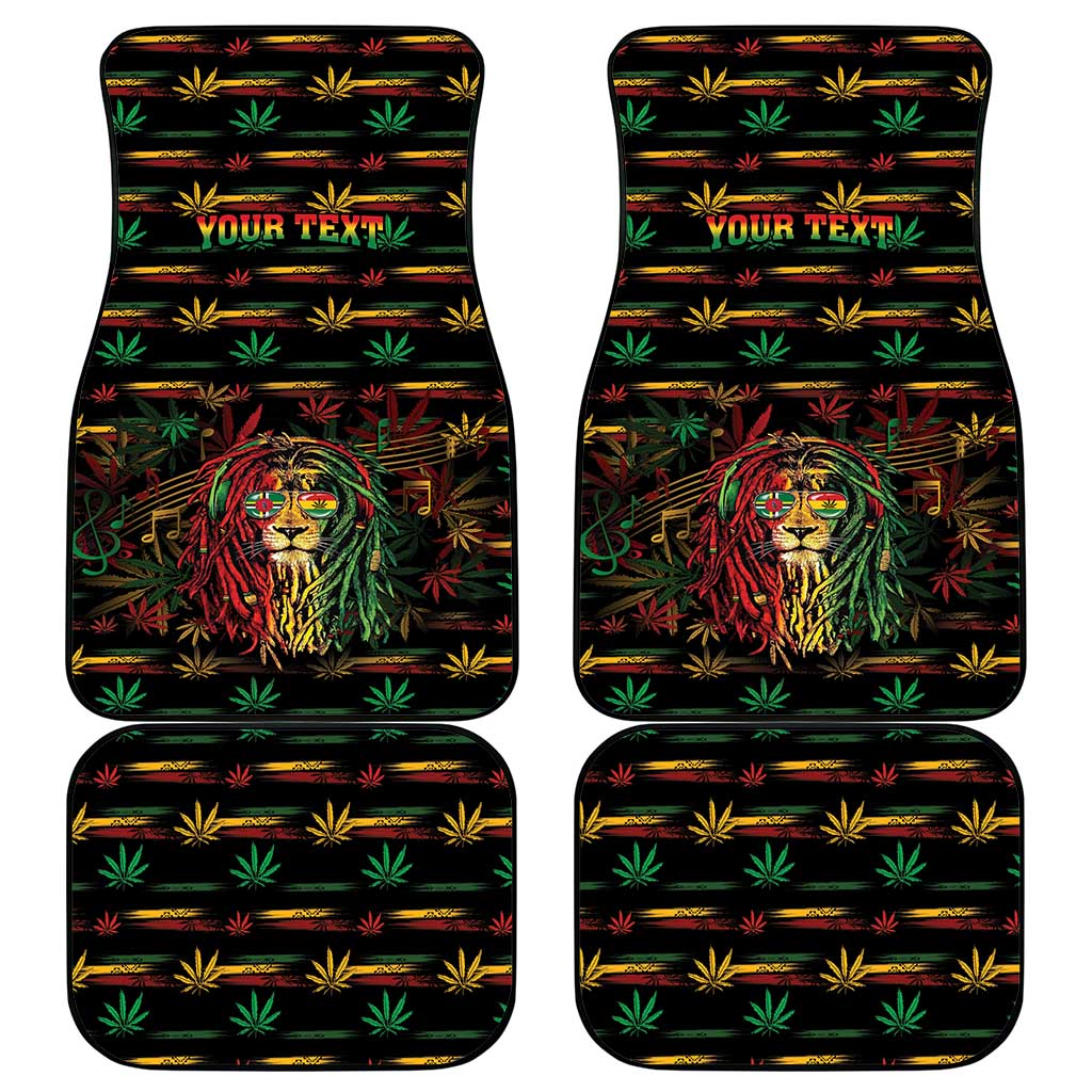 Personalized Dominica One Love Reggae Lion Car Mats Caribbean Reggae Spirit