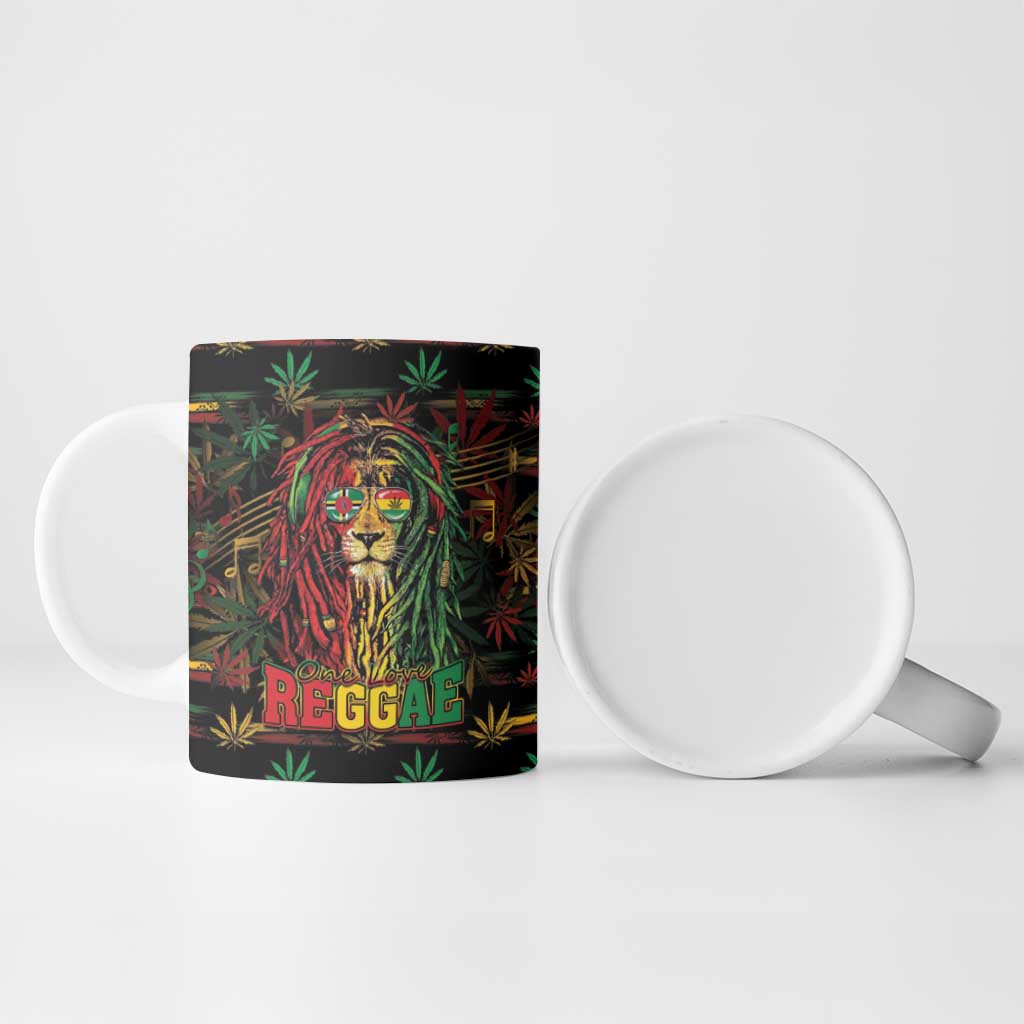 Personalized Dominica One Love Reggae Lion Ceramic Mug Caribbean Reggae Spirit