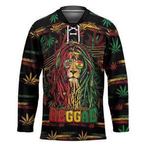 Personalized Dominica One Love Reggae Lion Hockey Jersey Caribbean Reggae Spirit