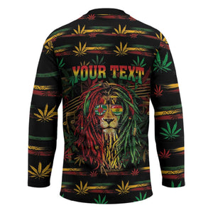 Personalized Dominica One Love Reggae Lion Hockey Jersey Caribbean Reggae Spirit
