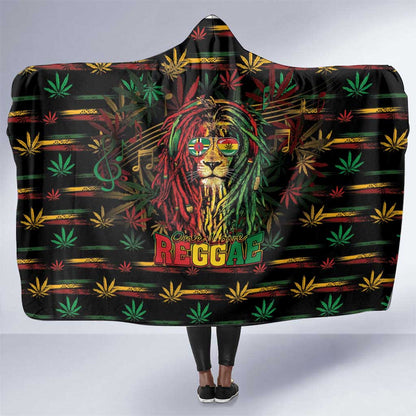 Dominica One Love Reggae Lion Hooded Blanket Caribbean Reggae Spirit