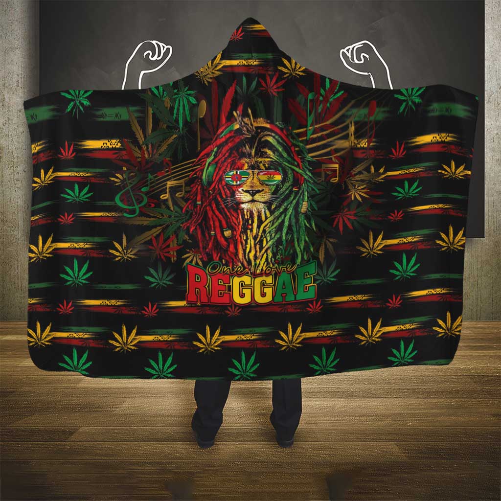 Dominica One Love Reggae Lion Hooded Blanket Caribbean Reggae Spirit