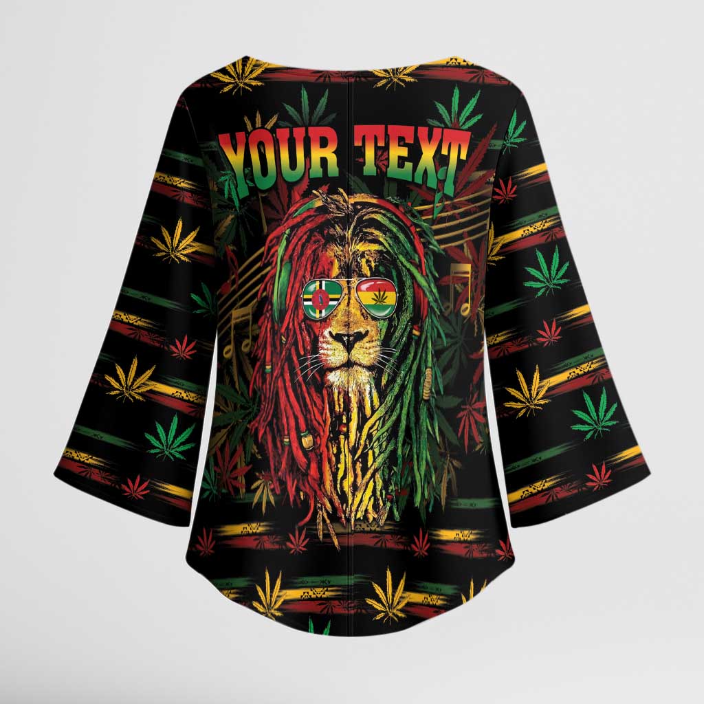 Personalized Dominica One Love Reggae Lion Kimono Sleeve Blouse Caribbean Reggae Spirit