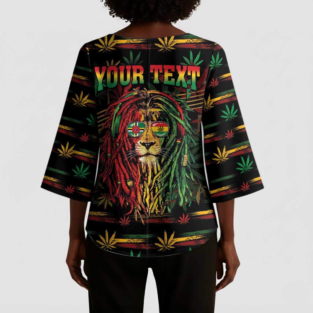Personalized Dominica One Love Reggae Lion Kimono Sleeve Blouse Caribbean Reggae Spirit