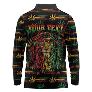 Personalized Dominica One Love Reggae Lion Long Sleeve Polo Shirt Caribbean Reggae Spirit