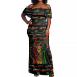 Personalized Dominica One Love Reggae Lion Off Shoulder Maxi Dress Caribbean Reggae Spirit