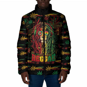 Personalized Dominica One Love Reggae Lion Padded Jacket Caribbean Reggae Spirit