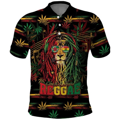 Personalized Dominica One Love Reggae Lion Polo Shirt Caribbean Reggae Spirit