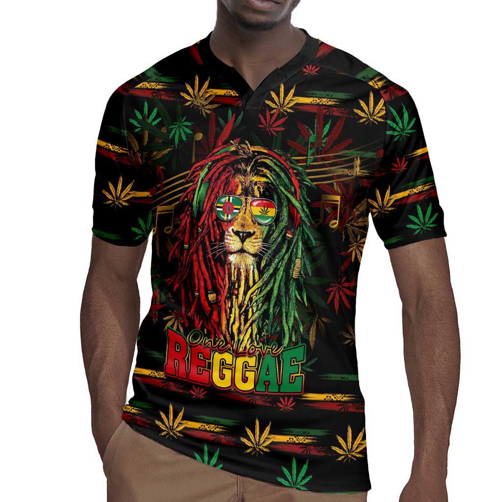 Personalized Dominica One Love Reggae Lion Rugby Jersey Caribbean Reggae Spirit