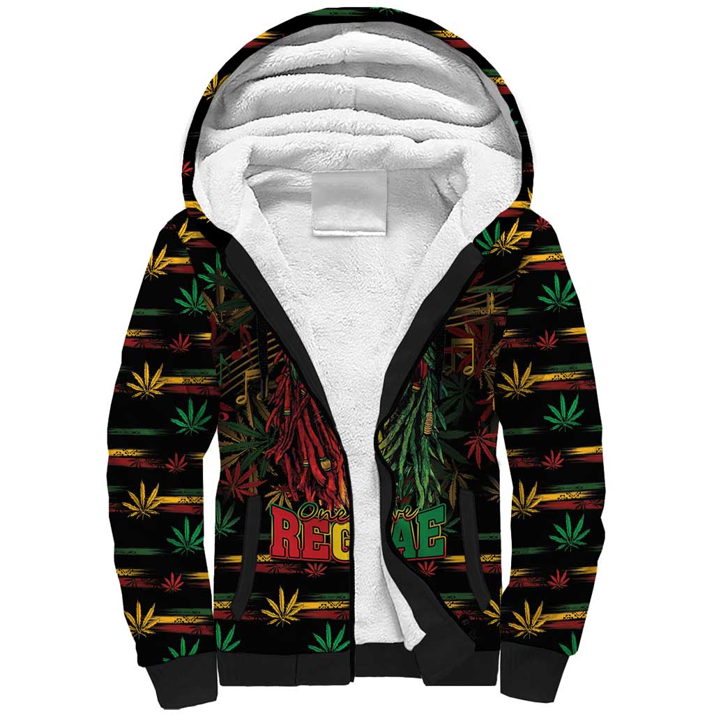 Personalized Dominica One Love Reggae Lion Sherpa Hoodie Caribbean Reggae Spirit