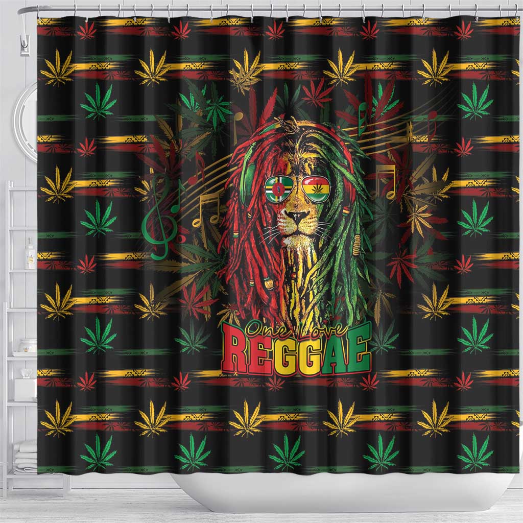 Dominica One Love Reggae Lion Shower Curtain Caribbean Reggae Spirit