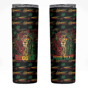 Personalized Dominica One Love Reggae Lion Skinny Tumbler Caribbean Reggae Spirit