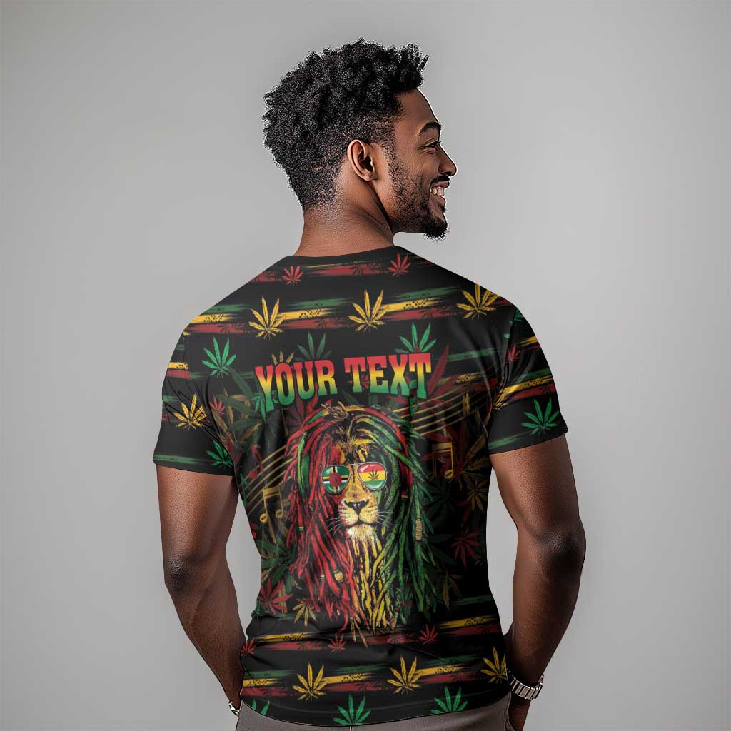 Personalized Dominica One Love Reggae Lion T shirt Caribbean Reggae Spirit