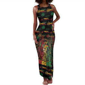 Personalized Dominica One Love Reggae Lion Tank Maxi Dress Caribbean Reggae Spirit