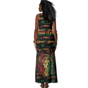 Personalized Dominica One Love Reggae Lion Tank Maxi Dress Caribbean Reggae Spirit