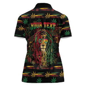 Personalized Dominica One Love Reggae Lion Women Polo Shirt Caribbean Reggae Spirit