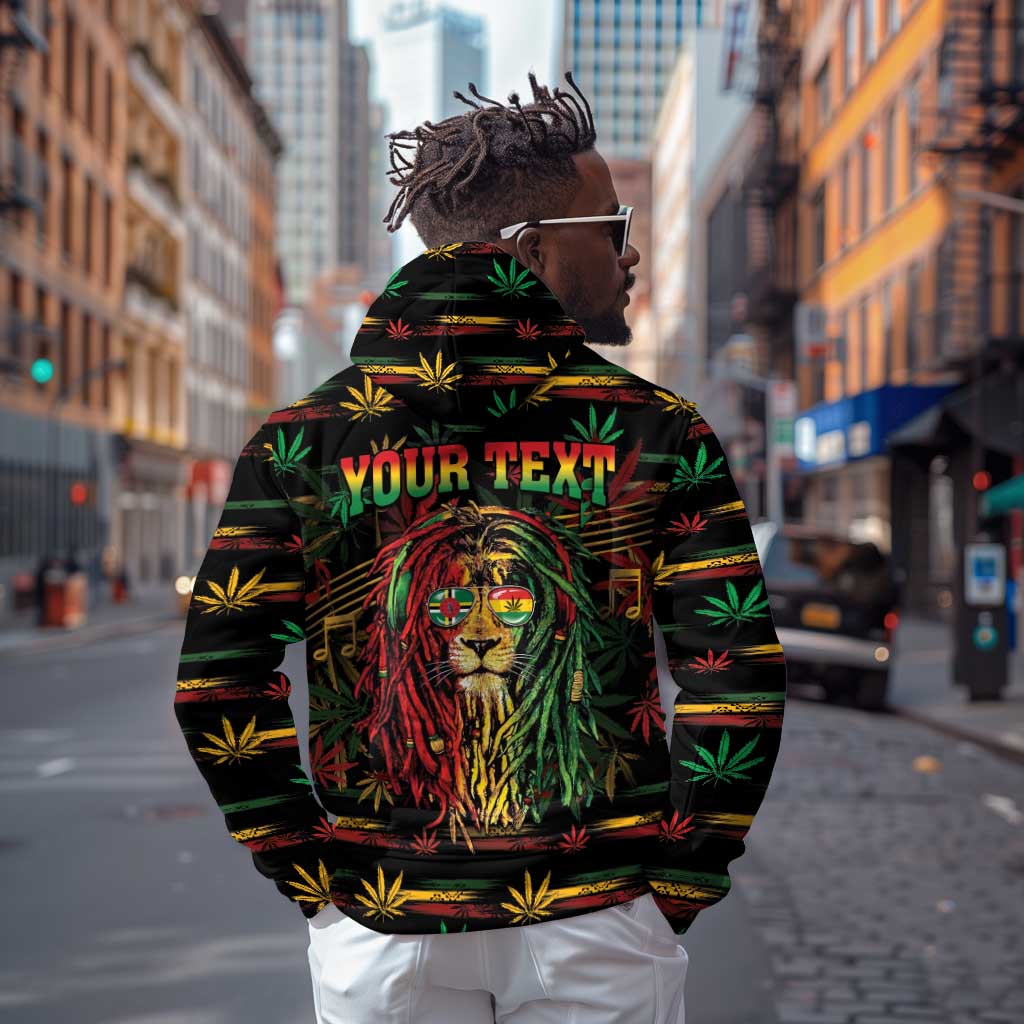 Personalized Dominica One Love Reggae Lion Zip Hoodie Caribbean Reggae Spirit