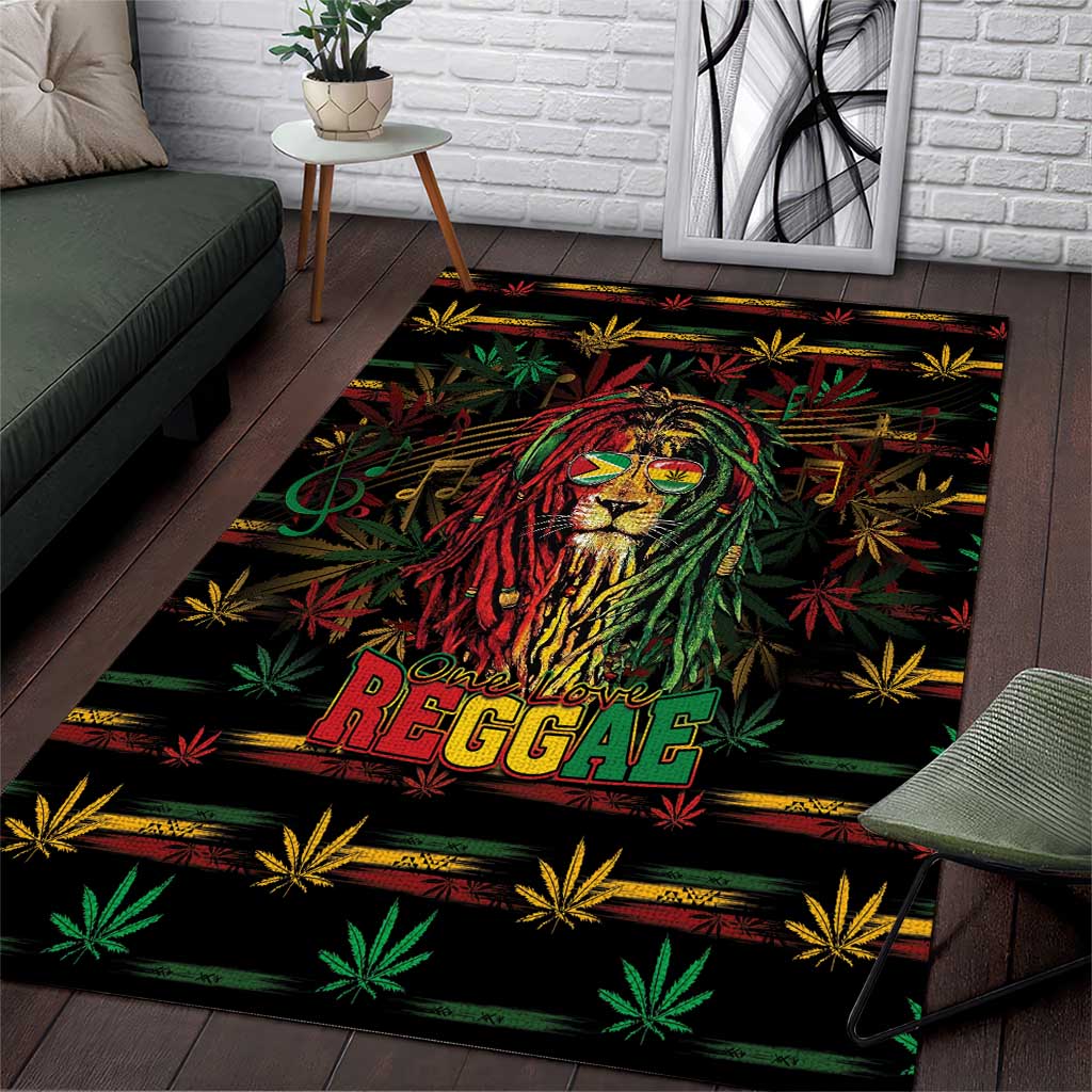 Guyana One Love Reggae Lion Area Rug Caribbean Reggae Spirit