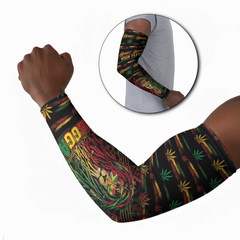 Personalized Guyana One Love Reggae Lion Arm Sleeves Caribbean Reggae Spirit