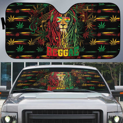 Guyana One Love Reggae Lion Auto Sun Shade Caribbean Reggae Spirit