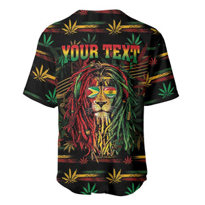 Personalized Guyana One Love Reggae Lion Baseball Jersey Caribbean Reggae Spirit