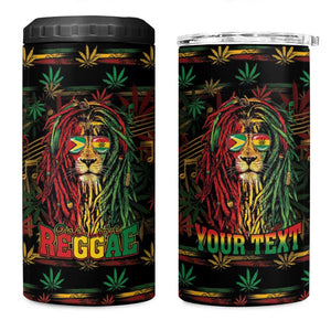 Personalized Guyana One Love Reggae Lion 4 in 1 Can Cooler Tumbler Caribbean Reggae Spirit