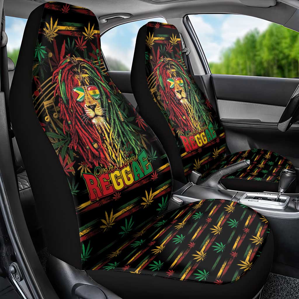 Guyana One Love Reggae Lion Car Seat Cover Caribbean Reggae Spirit