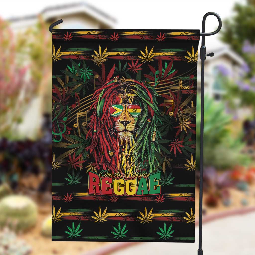 Guyana One Love Reggae Lion Garden Flag Caribbean Reggae Spirit