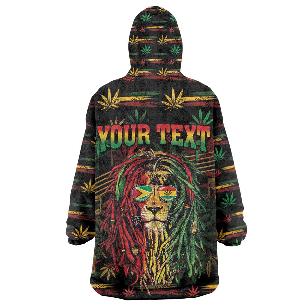 Personalized Guyana One Love Reggae Lion Kid Wearable Blanket Hoodie Caribbean Reggae Spirit