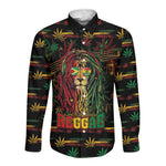 Personalized Guyana One Love Reggae Lion Long Sleeve Button Shirt Caribbean Reggae Spirit