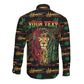Personalized Guyana One Love Reggae Lion Long Sleeve Button Shirt Caribbean Reggae Spirit