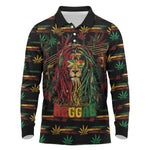 Personalized Guyana One Love Reggae Lion Long Sleeve Polo Shirt Caribbean Reggae Spirit