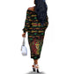 Personalized Guyana One Love Reggae Lion Off The Shoulder Long Sleeve Dress Caribbean Reggae Spirit