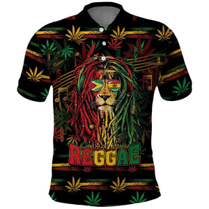 Personalized Guyana One Love Reggae Lion Polo Shirt Caribbean Reggae Spirit