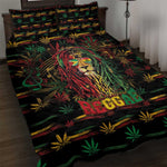 Guyana One Love Reggae Lion Quilt Bed Set Caribbean Reggae Spirit