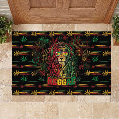 Guyana One Love Reggae Lion Rubber Doormat Caribbean Reggae Spirit